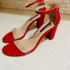 NEW Stuart Weitzman Red Heeled Sandals with Ankle Strap